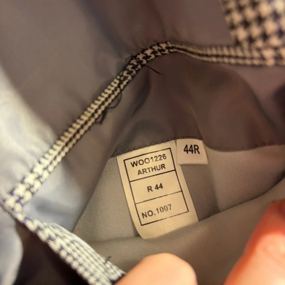 Schuecking's Mens 44R Glen Plaid Blazer Jacket 100% Wool Gray Arthur WOO1226‎